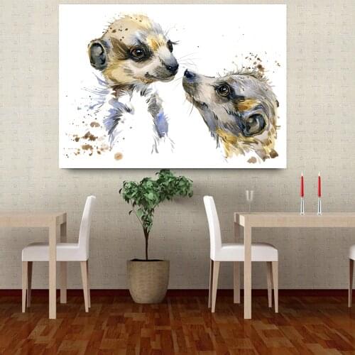 Home Decoration Living Room Art Modular mother and son small Meerkat Animal HD Printed Modern Canvas Painting Wall Poster