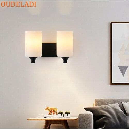 Decorative E27 Wall Lamp Iron Night Reading Beside Lamp Home Stairs Vintage Loft Sconce Wall Lights Glass Black