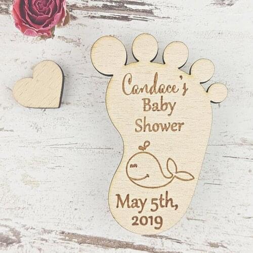 Baby Feet Baby Shower Save The Date Wood Magnet Invitation Custom Baby Feet Personalised Baby Feet Wood Magnet
