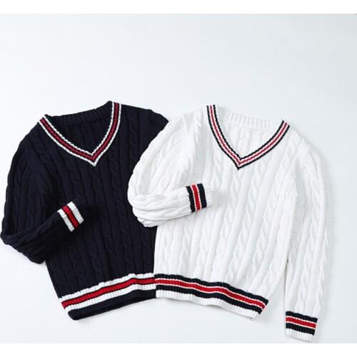 V Neck Kids Sweaters Spring Winter Baby Boys Girls Warm Pullover Knitted Bottoming Thicken Childrens Clothes Top High Quality