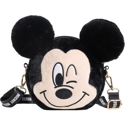 DISNEY Stitch Donald Duck Female plush messenger one-shoulder cartoon cute Mickey plush bag holiday gift childrens toy doll