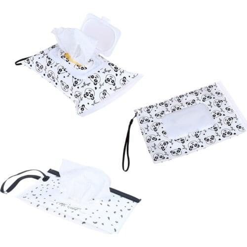 Eco-friendly Wet Wipes Bag Clamshell Cosmetic Pouch Clutch And Clean Wipes Carrying Case Easy-carry Snap-strap Wipes Container