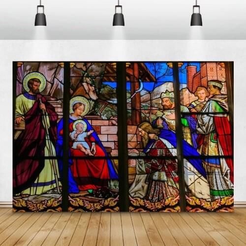Laeacco Nativity Scene Photography Background Christian Church Jesus Birth Believer Portrait Photo Backdrop For Photo Studio