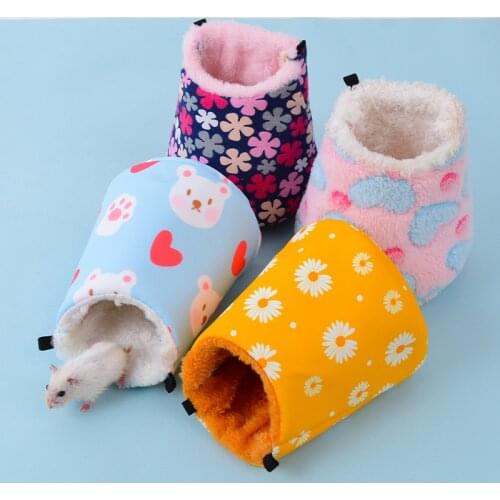 Small Animal Sleeping Bag Winter Warm Soft Flannel Hamster Bed House Hammock, for Squirrel Rat Sugar Glider