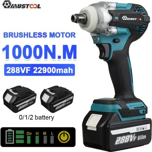MUSTOOL 800N.m 288VF Brushless Electric Impact Wrench 4 Speeds 1/2 Square Cordless Wrench Power Tools for Makita 18V Battery