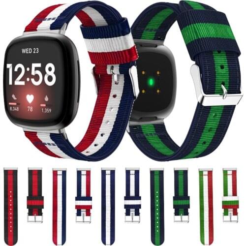 Canvas Straps For Fitbit Versa 3/Sense Smart Watch Band Nylon Wrist Bracelet Replacement Straps For Fitbit Versa 2 Lite Correa