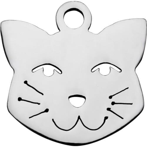 Grace Moments 10pcs/lot High Polishing 316L Stainless Steel Animal Charm Cat Charm DIY Jewelry Findings for Women Girls