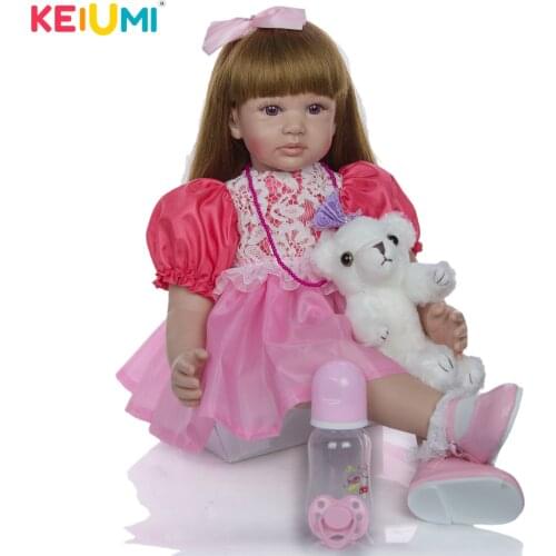 KEIUMI Fantasy Reborn Menina Boneca 60 cm Truly Princess Silicone Reborn Baby Vinyl Stuffed Doll 24 Inch kids Birthday XMAS Gift