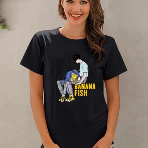 Summer Vogue Tee Banana Fish Japanese Anime Printed Short Tshirt High Quality O-Neck Cotton Tops Loose Casual Hipster Tee