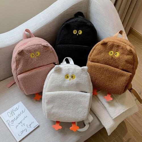 Fashion Plush Owl Printed Backpack For Teenage Girls Cute Cartoon Children School Bags Casual Travel Rucksack