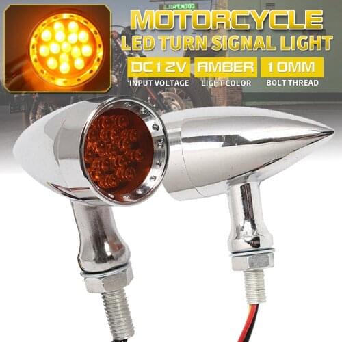 Motorcycle LED Turn Signal Light Amber Chrome Brake Running Tail Light Bullet Shape Drop Shipping