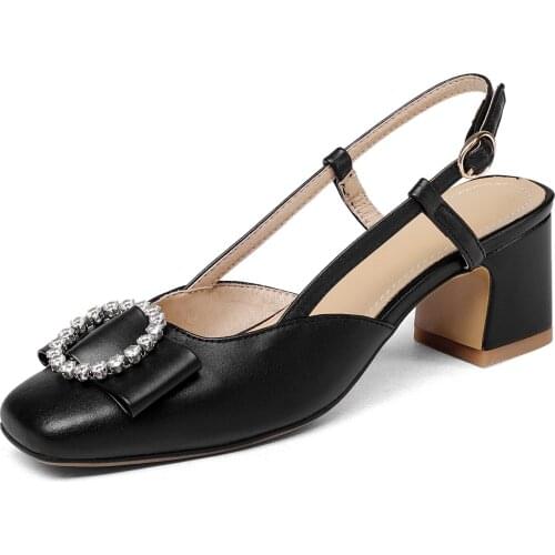 2018 spring and summer new square head with thick with rhinestones 40-43 yards Baotou sandals 18320