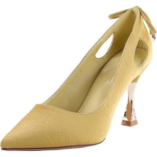 New Fashion and comfortable women High Heels Cute Pointed Toe Slip On Stiletto Heels Ladies Fashion Sweet Pu Leather High Heel