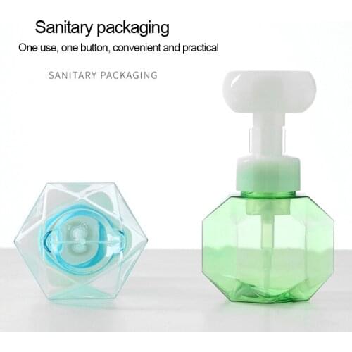 Flower Shape Foam For Soap Dispenser Foaming Pump Plastic Clear Bottle Travel Shower Gel Foam Pump Bottle 300ml For Bathroom