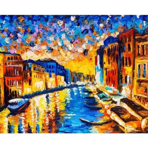 Landscape Night Printed Water-Soluble Canvas 11CT Cross Stitch Embroidery Patterns DMC Threads Craft Sewing Decor