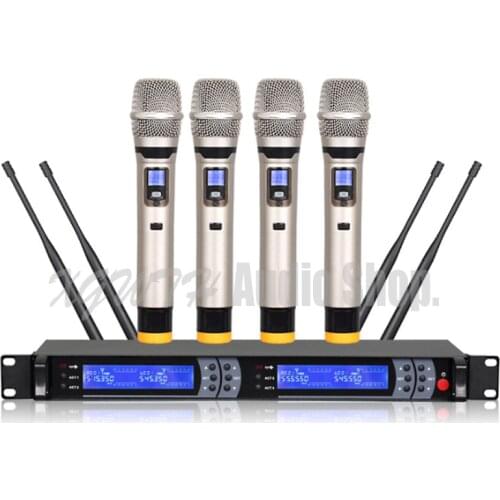 Pro UHF Channel Wireless Karaoke Microphone System with Handheld Bodypack Transmitter Lavalier Mic Audio Cable Power Adapter
