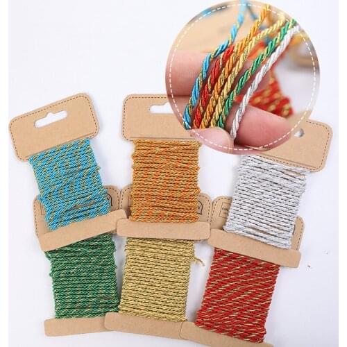 Factory Direct Selling 3-Strand Color Gold Wire Floating Rope Paper Bag Gift Box Portable Rope Spot Wholesale