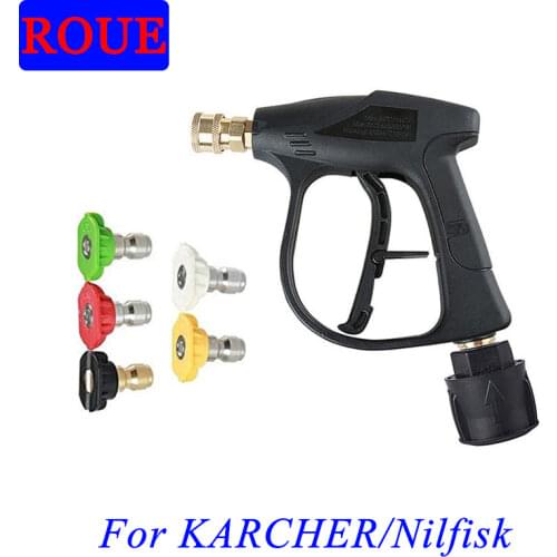 High Pressure Washer Gun , Cleaner Gun Car Wash Water Gun for Car Cleaning (M22 14MM Hose Connector & Karcher Quick connector)