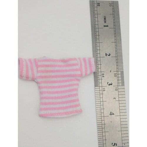Pink 1/12 Striped T-shirt Model For 6" Figure Doll