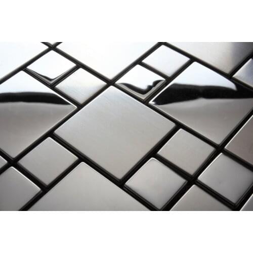 Silver polished stainless steel backsplash metal tile home improvement hallway kitchen backsplash bathroom shower tiles