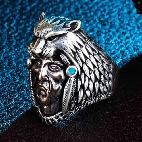 Apache Injun Silver Ring Vintage Men Silver Ring Made In Turkey Solid 925 Sterling Silver