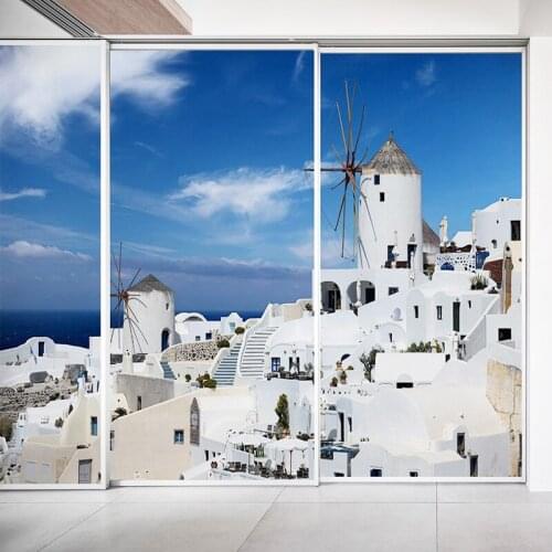 Modern European-style bedroom room decoration wardrobe stickers sliding door renovation stickers mirror glass stickers love sea