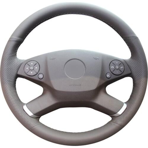 Dark Gray Natural Leather Car Steering Wheel Cover for Mercedes-Benz E-Class W212 E 200 260 300 2009-2013