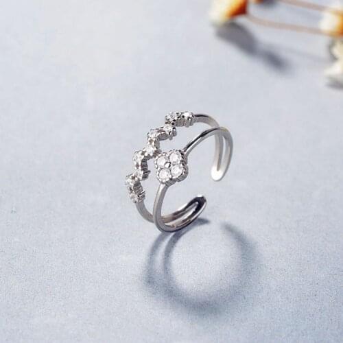Foxanry Minimalist 925 Sterling Silver Creative Flowers Rings for Women Couples Engagement Jewelry Exquisite Accessories Gift