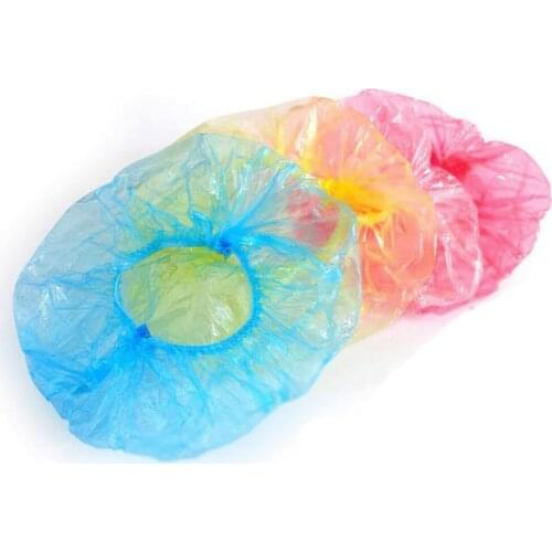 100PCS/Pack Bathroom Hair One-off Shower Bathing Caps Pleated Anti Dust Anti-fog Stretch Hat Hotel Salon Disposable Hair Cap