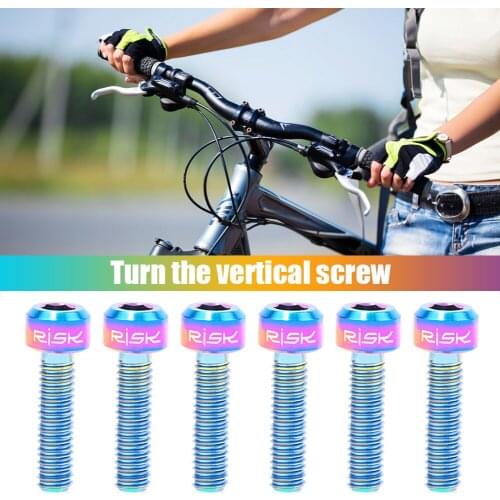 6pcs Cycling Handlebar Bicycle Fixed Screws Stem Bolts MTB Bike Accessories Titanium Stem Fixing Dazzling Color Bolts for Bike
