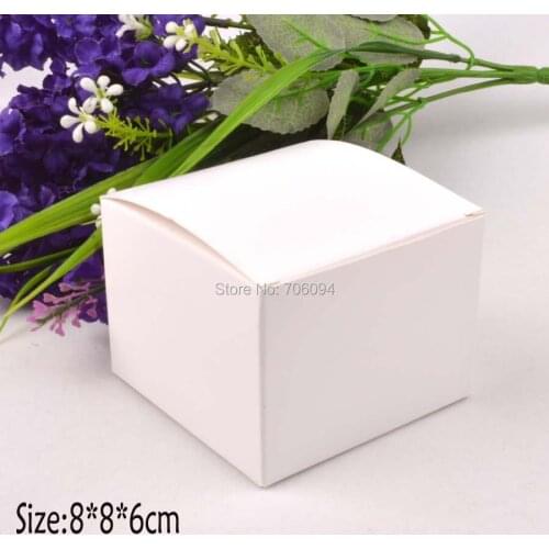 8*8*6cm Cosmetic/Jewerly white paper box 3.1''*3.1'*2.4'' handmade gift Candy boxes,Essential oil box,custom box logo 100pcs/lot