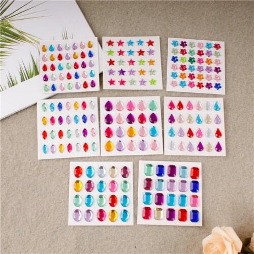 Colorful Geometric shape star Rhinestone Crystal diamond Stickers Childrens DIY Craft Scrapbook Adhesive Sticker