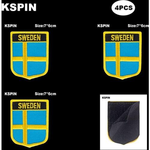 National Flag Patch Hook Loop Sweden Badges Armband 3D Stick on Jacket Backpack Stickers