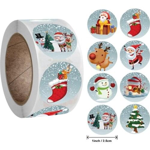 500pcs/rool 8 Designs 1 Inch Christmas snowman Sticker seal label For DIY Gift Baking Package Envelope Stationery Decoration