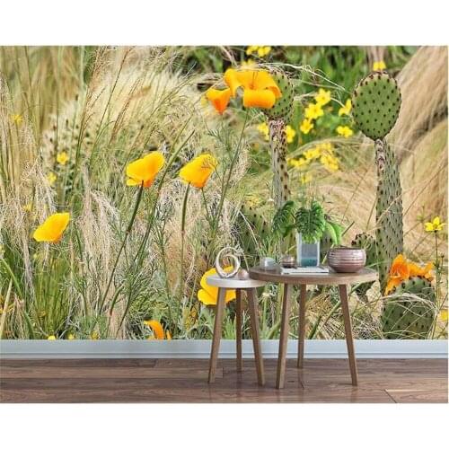 Beibehang Custom wallpaper mural photos beautiful cactus grass flowers bedroom home TV background wall painting papel de parede