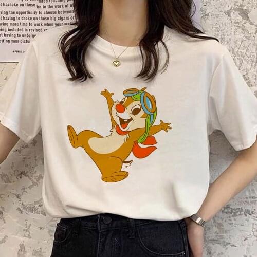 Disney Tshirt Chip And Dale Print T-Shirt Women Short Sleeve Streetwear Tee Tops For Women Dropship Female Clothing