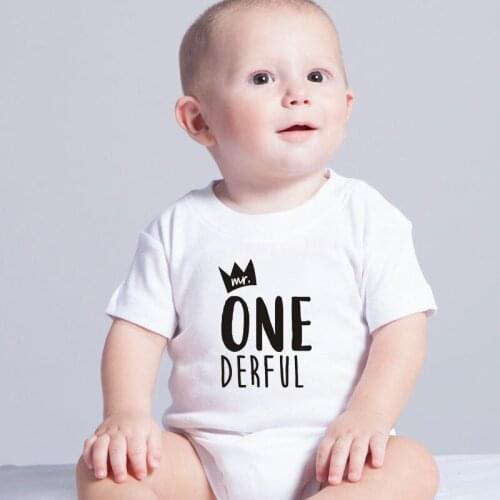 Cotton Baby Clothes Mr One-derful Baby Boys 1st Birthday Bodysuit First Birthday Outfit For Boys