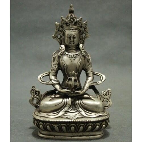China silver copper Tibetan Buddhism guanyin bodhisattva figure of Buddha