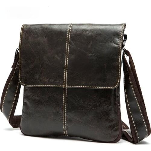 Leather messenger bag vertical casual mens shoulder bag first layer cowhide cover type shoulder messenger bag tide