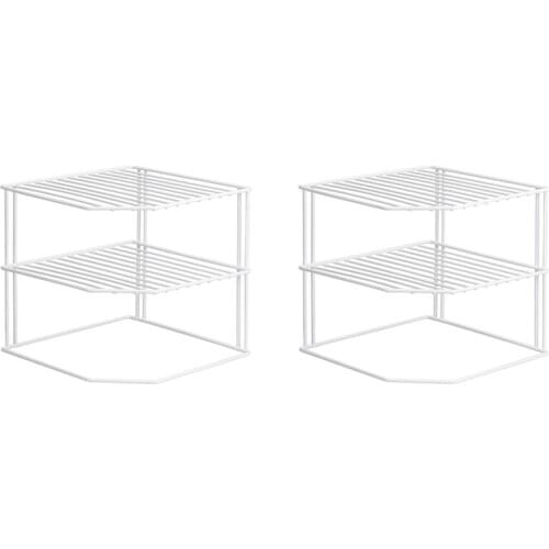 2 Pack Kitchen Cupboard Shelf Organiser,3 Tier Corner Shelf Plate Storage Rack Cupboard Organiser for Kitchen