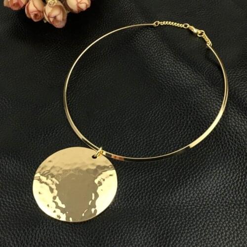 UKMOC Punk Metal Big Circle Collar Choker Necklace Statement Pendants Torques Necklaces For Women 2020 Fashion Jewelry Gift
