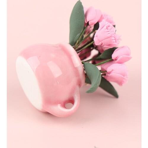 1:12 Dollhouse Miniature Carnation Potted Plant Flowers Pot Simulation Flower