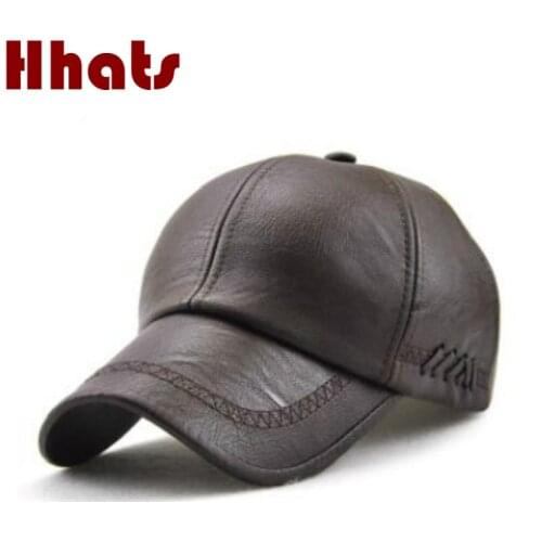 Unisex vintage PU baseball cap casual plain faux leather snapback hat for women or men adjustable trucker bone