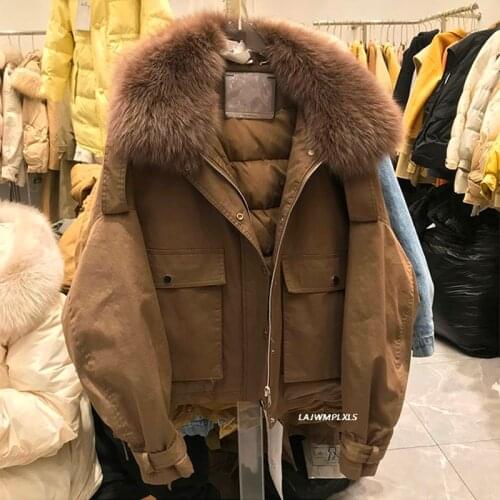 Real fox fur womens down jacket 2021 womens coat winter dress womens Korean parka coat warm and fashionable short