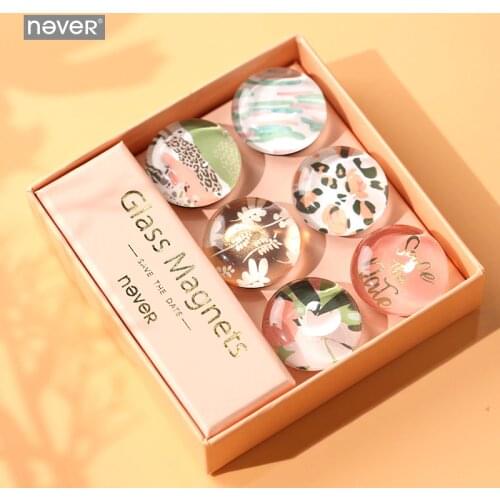 Never Leopard Design Glass Magnet Sticker Thumbtack Photo Message Holder Whiteboard Magnet Tacks Office Decorative Stationery
