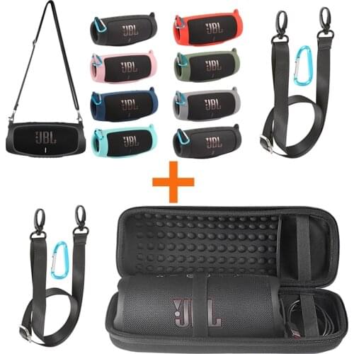 Newest Soft Silicone Case Cover + Hard EVA Case Travel Carrying Zipper Storage Bag for JBL Charge 5 Charge5 Bluetooth Speaker