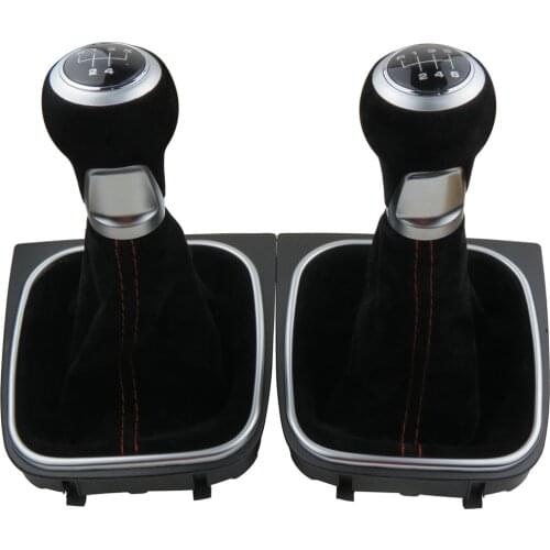New Black Suede Leather Complete 5 6 Speed Gear Shift Knob boot cover kit For Volkswagen VW Golf 5 6 MK5 MK6 R32 GTI
