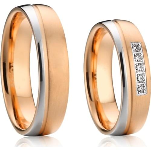 Wedding rings rose gold plated 1 pair Love Alliance custom titanium jewelry anniversary proposal promise rings for couples
