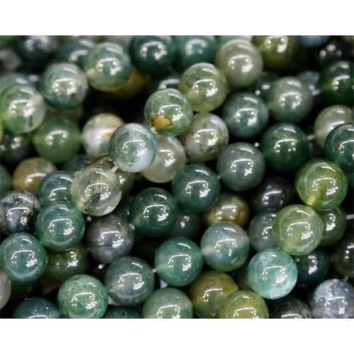 Discount Wholesale Natural Green Moss Agate Round Loose Stone Beads 3-18mm Fit Jewelry DIY Necklaces or Bracelets 15" 03508