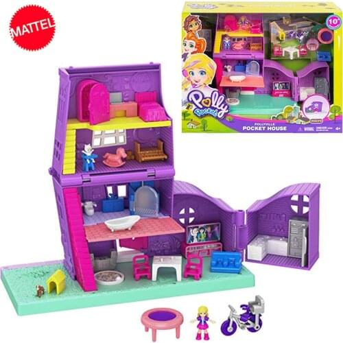Original Polly Pocket Mini Polly Little Store Box Girls Car Toys Mini World Scene Toy Doll House Girl Gift Accessories Juguetes